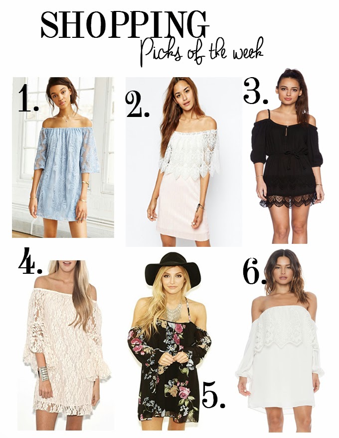 SHOPPING PICKS OF THE WEEK :  OFF THE SHOULDER DRESSES