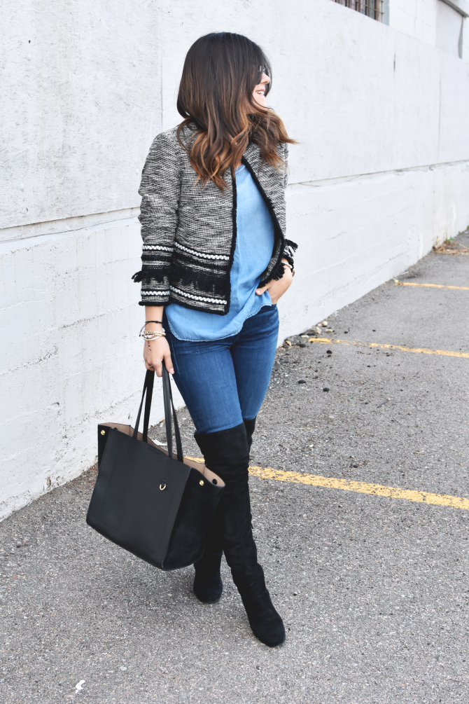 DENIM ON DENIM AND OVER THE KNEE BOOTS