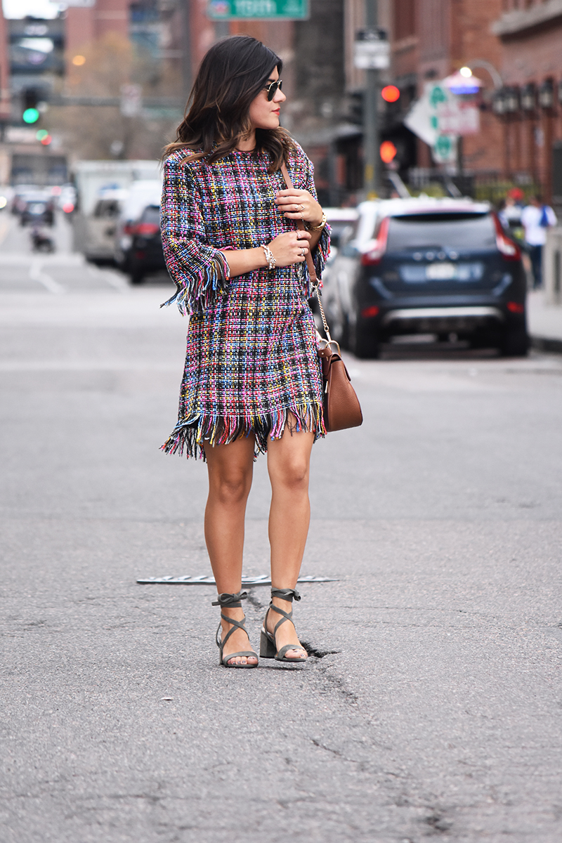 MULTI COLOR DRESS WITH TASSELS