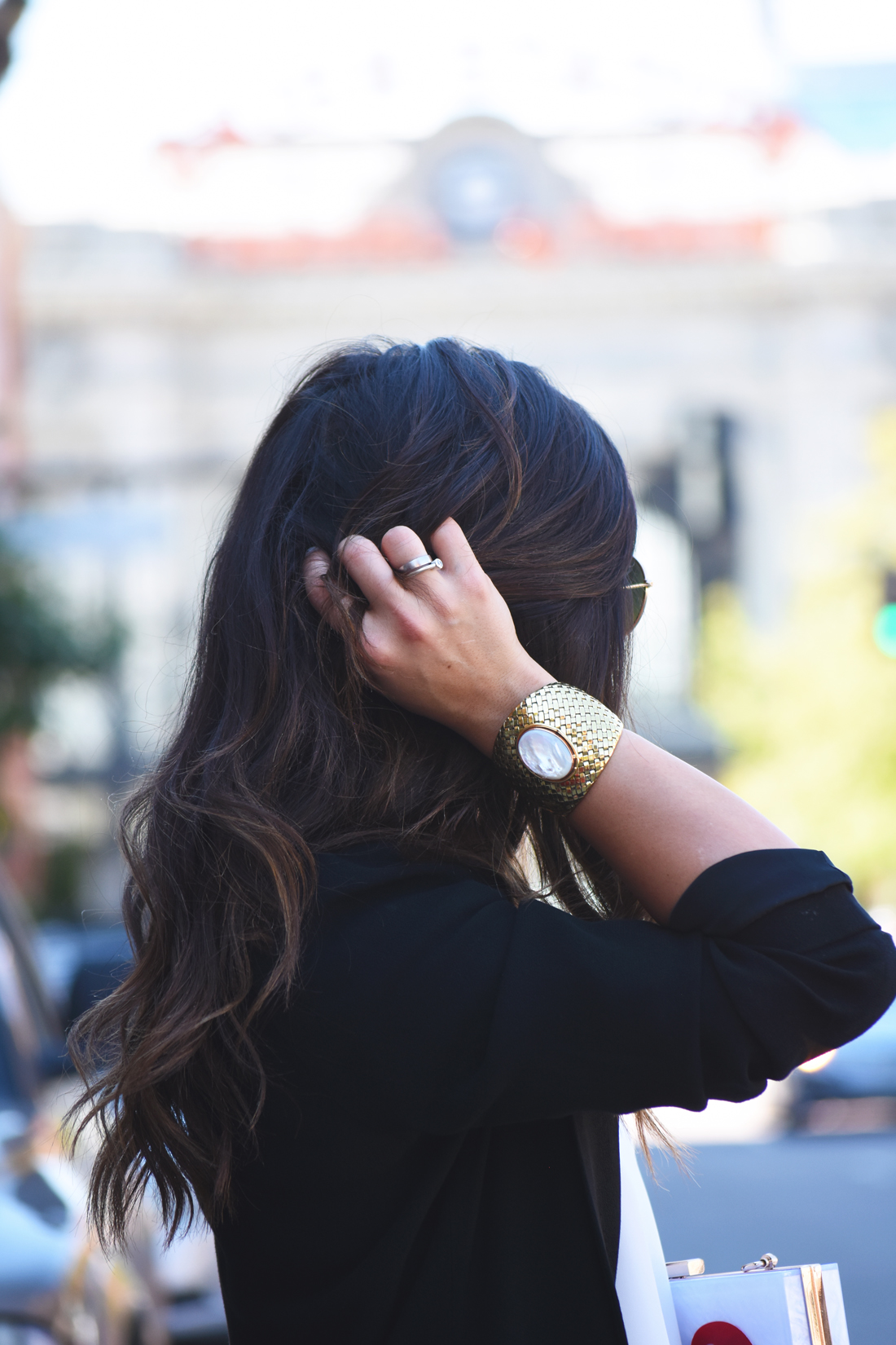 Carolina Hellal of Chic Talk wearing Rayban Rounded sunglasses, an H&M black blazer, a white Topshop top, Public Desire black sandals, and Old Navy jeans. - MY GO-TO CASUAL OUTFIT by popular Denver fashion blogger Chic Talk