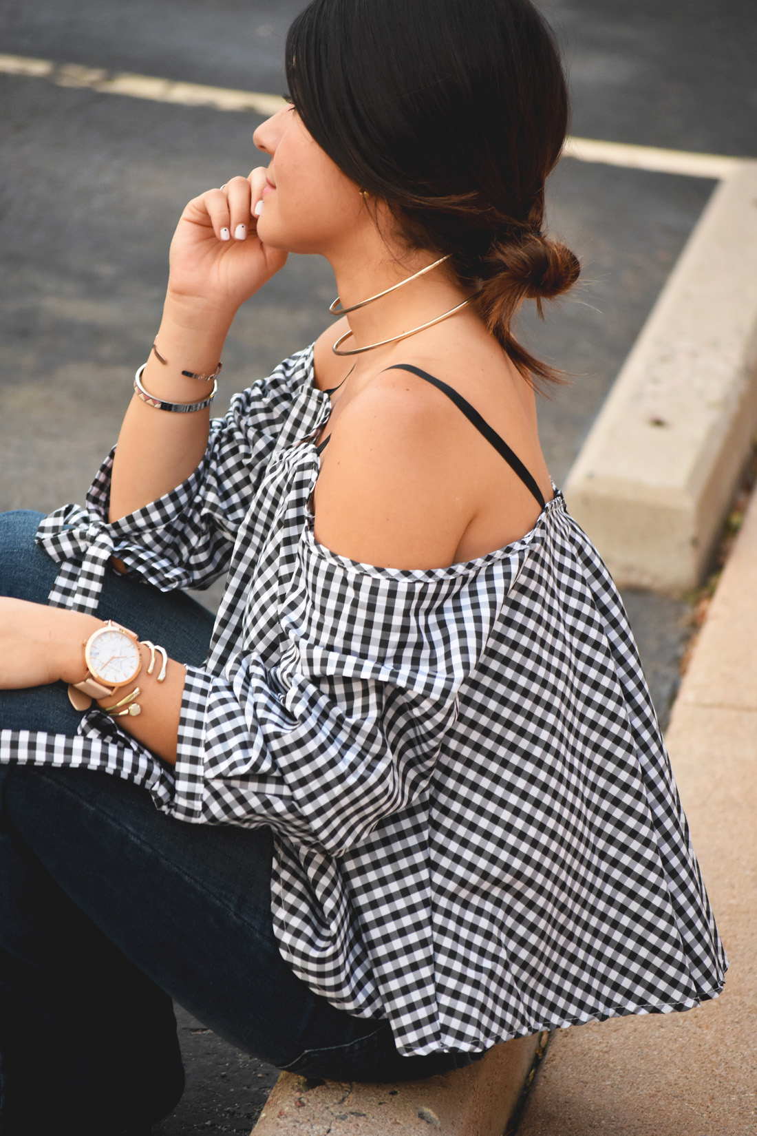 OFF THE SHOULDER GINGHAM TOP