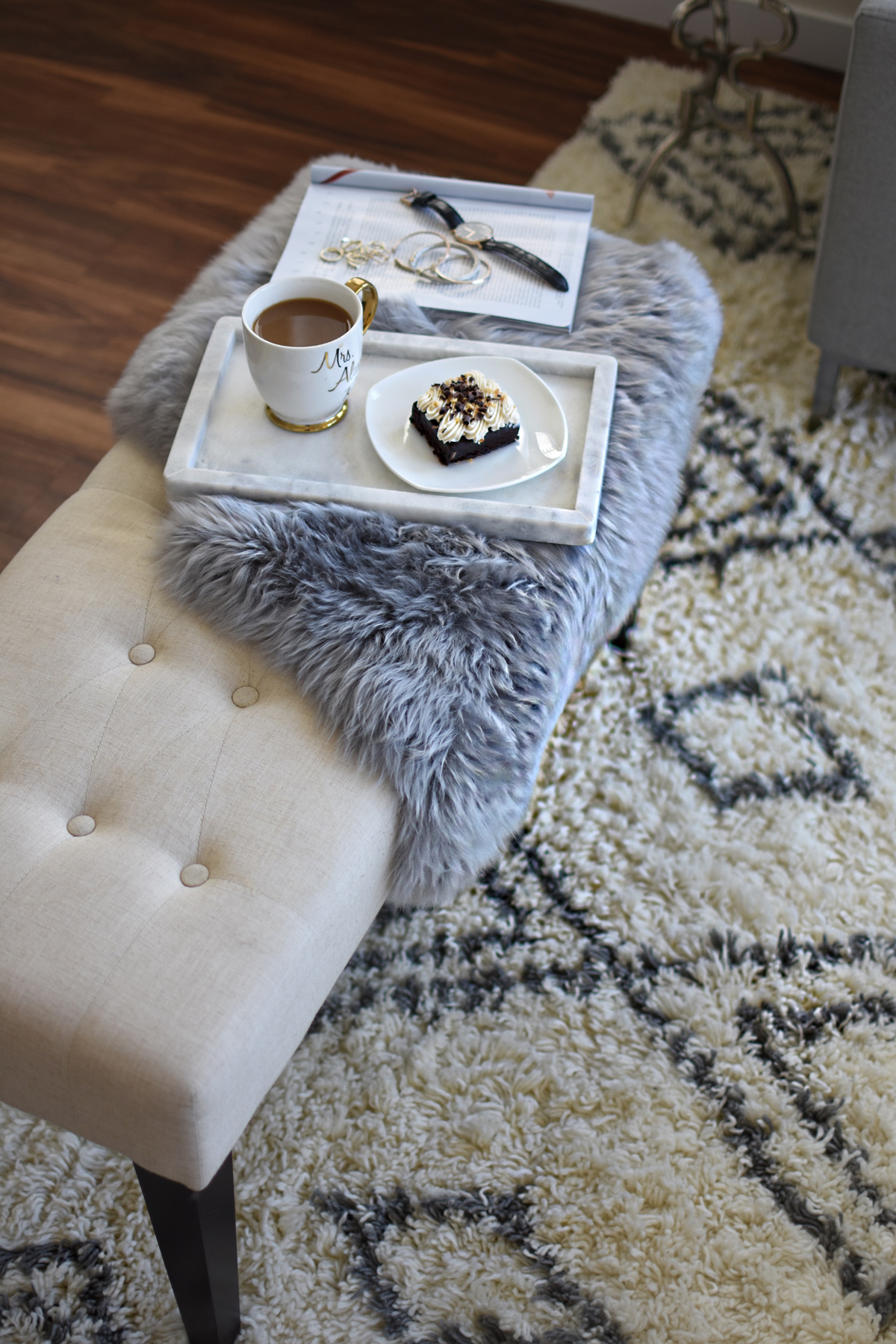 Living room decoration ideas featuring product from Article. The Taza rug, Velu pillows and Lanna throw - CONTEMPORARY HOME DECOR WITH ARTICLE by popular Denver fashion blogger Chic Talk