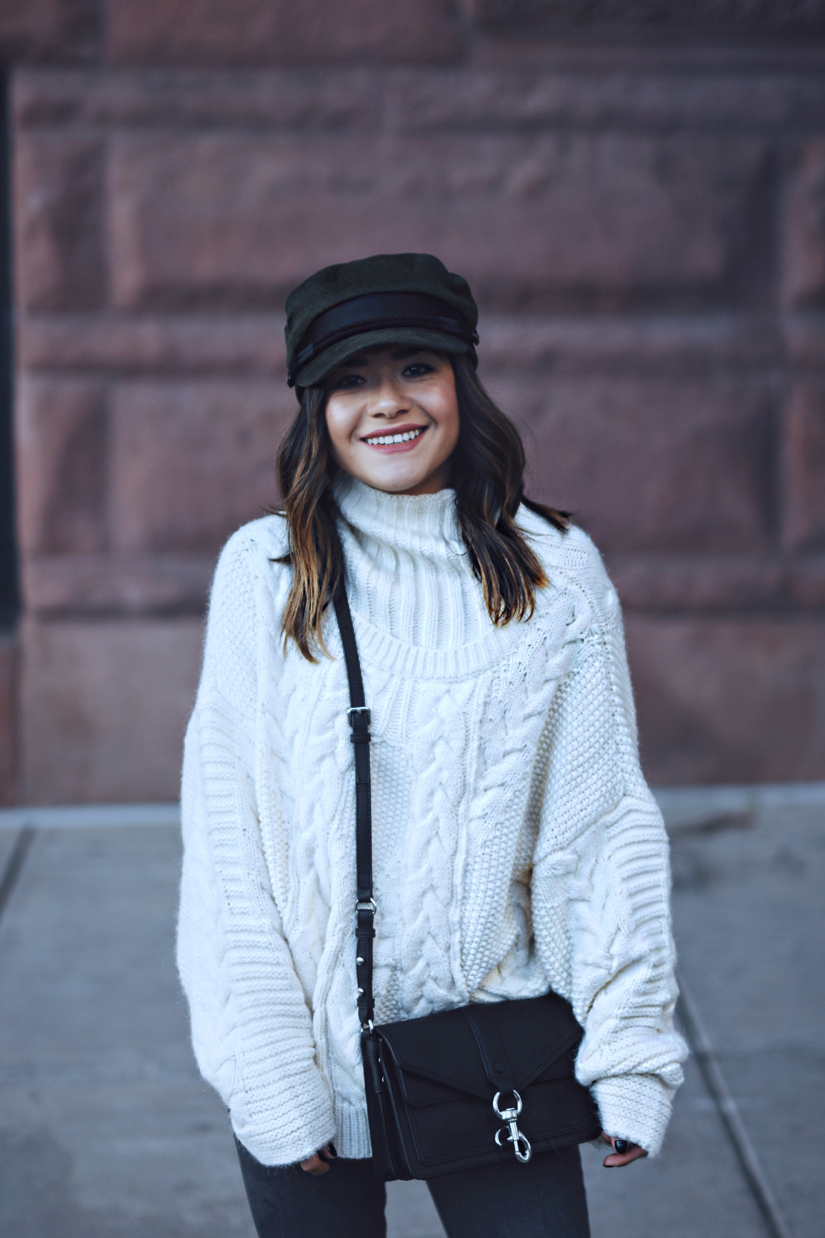 Carolina Hellal of Chic Talk wearing a knit sweater, AG Jeans, public desire boots and asos hat - BEST KNIT SWEATERS UNDER $100 by popular Denver fashion blogger Chic Talk