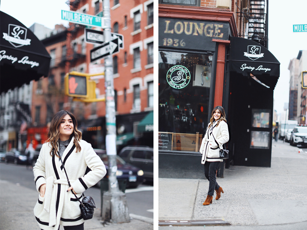 Carolina Hellal of Chic Talk wearing Sezane jacket and boots, YSL Crossbody bag. - NYFW 2018 DAY 2 AND 3 by popular Denver fashion blogger Chic Talk