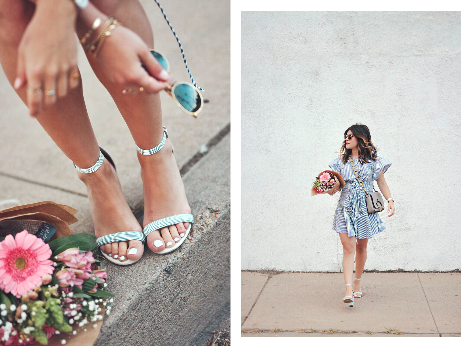 Carolina Hellal of Chic Talk wearing a spring striped dress via WAYPR, Rebecca Minkoff bag, Rayban sunglasses and Chinese Laundry sandals - SPRING STRIPED DRESSES TO SHOP RIGHT NOW by popular Philadelphia style blogger Chic Talk
