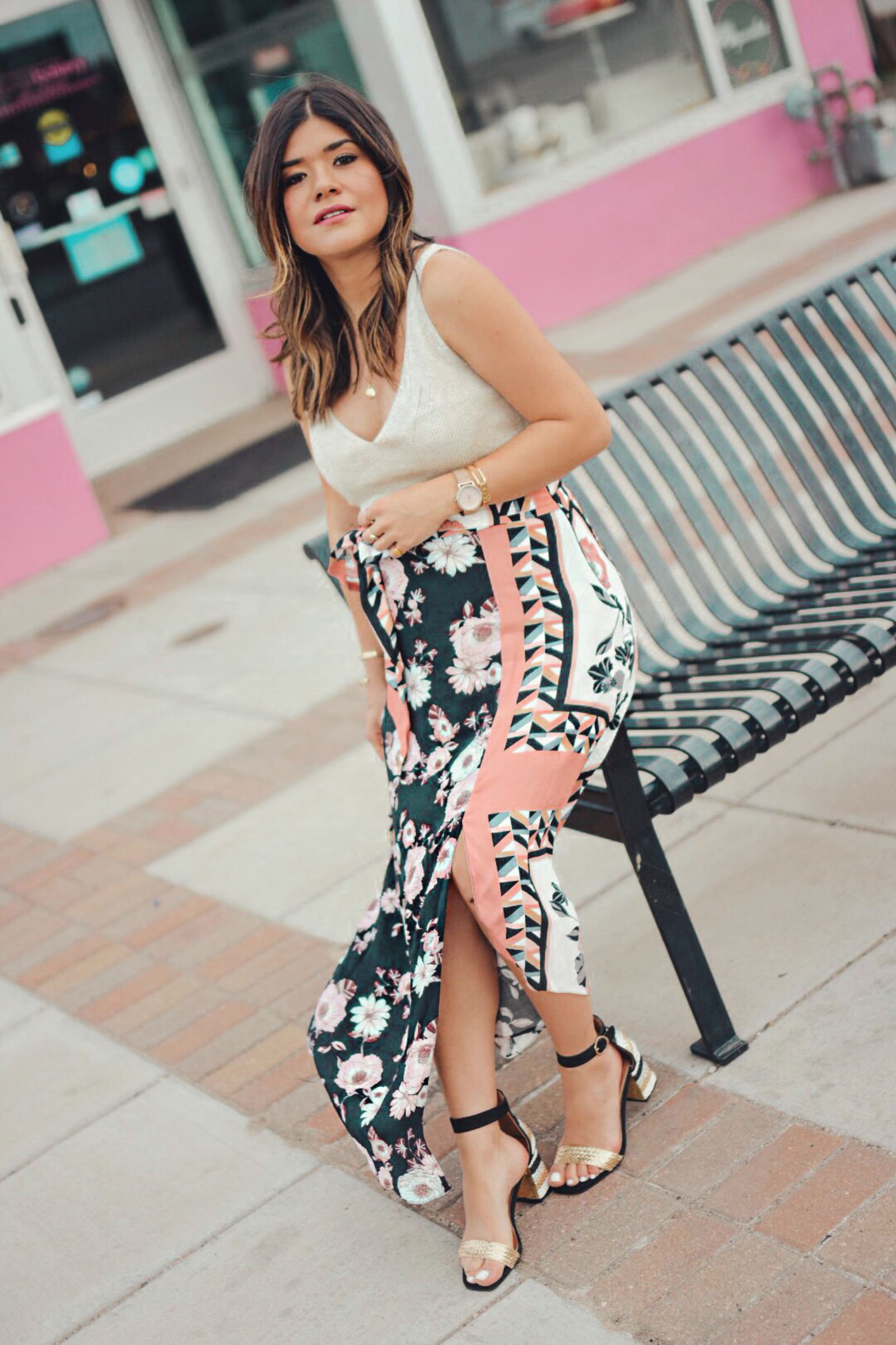 Carolina Hellal of Chic Talk wearing a River Island top, skirt and sandals and a Chloe ring bag - THE ULTIMATE SPRING SHOPPING GUIDE by popular Denver fashion blogger, Chic Talk